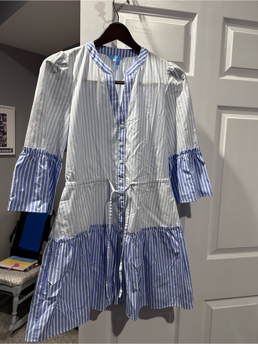 Draper James Blue and White Striped Mini Dress
